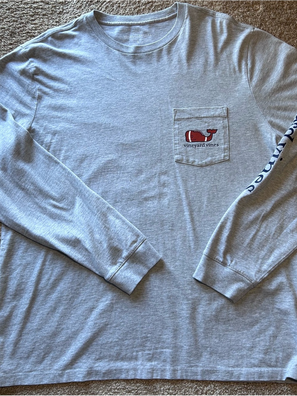Vineyard Vines Men's Light Gray Long-Sleeve Pocket Tee Size Large